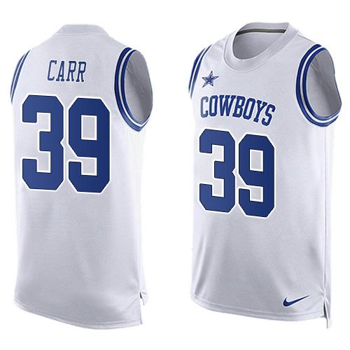  Cowboys #39 Brandon Carr White Men's Stitched NFL Limited Tank Top Jersey